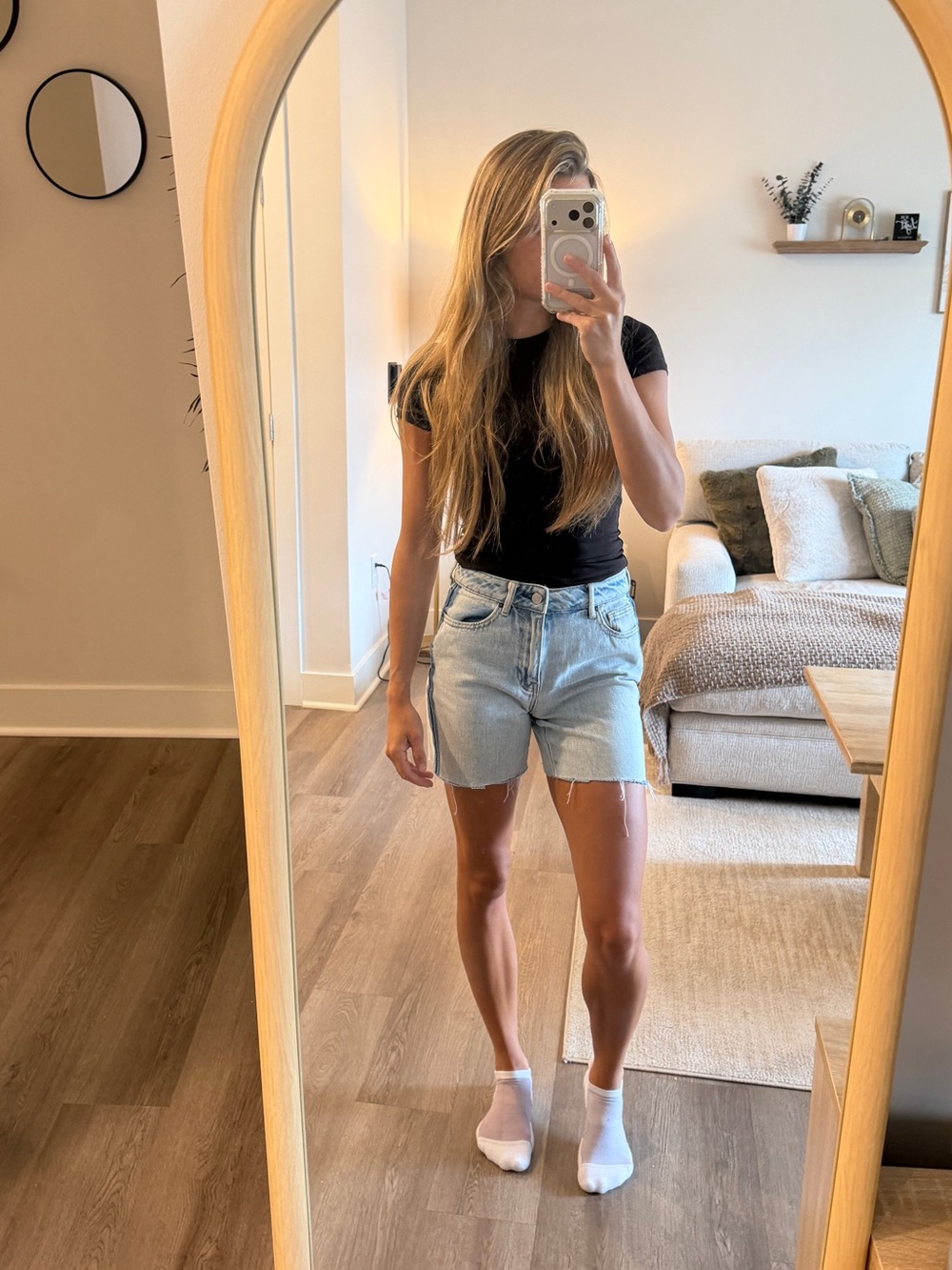PacSun Light Blue High-Rise Denim Shorts